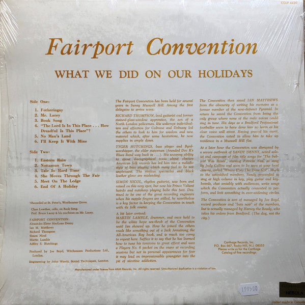 Fairport Convention - What We Did On Our Holidays (LP, Album, RE, Eur)