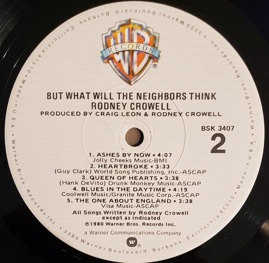 Rodney Crowell - But What Will The Neighbors Think (LP, Album, L.A)