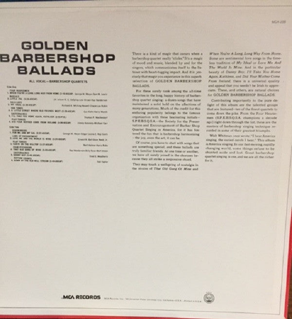 Various - Golden Barbershop Ballads (LP, Comp)