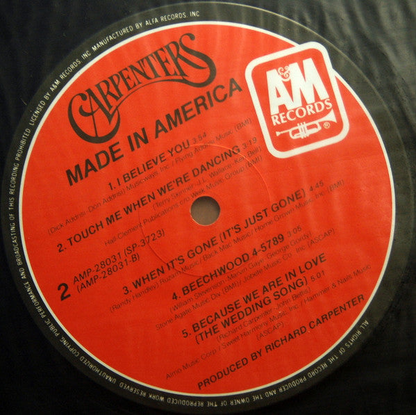 Carpenters - Made In America (LP, Album)