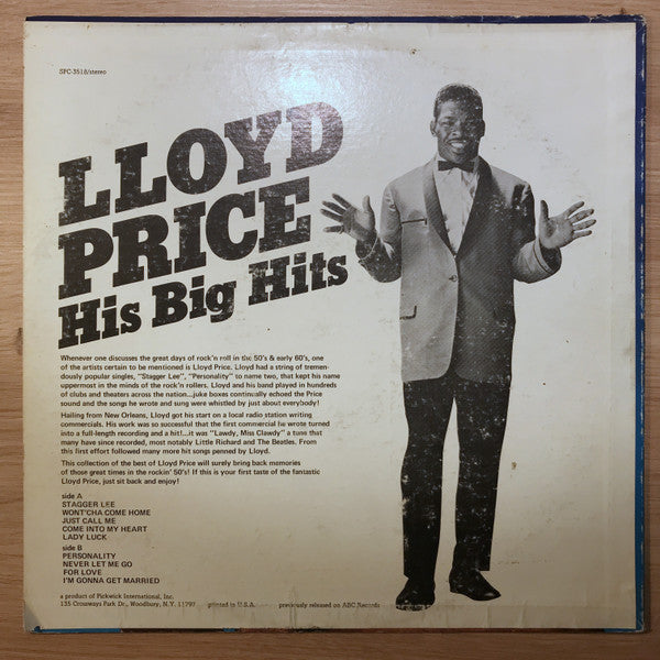 Lloyd Price - His Big Hits (LP, Comp, RE)