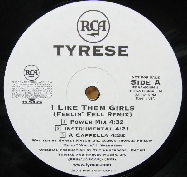 Tyrese - I Like Them Girls (Feelin' Fell Remix) (12", Promo)