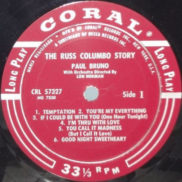 Paul Bruno (2) - The Russ Columbo Story (LP, Album, Mono)