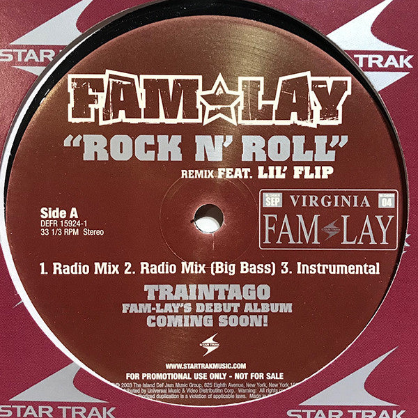 Fam-Lay Featuring Lil' Flip - Rock N' Roll Remix (12", Promo)