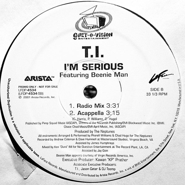 T.I* Featuring Beenie Man - I'm Serious (12"", Promo)