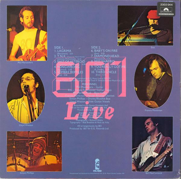 801 - 801 Live (LP, Album, RE)