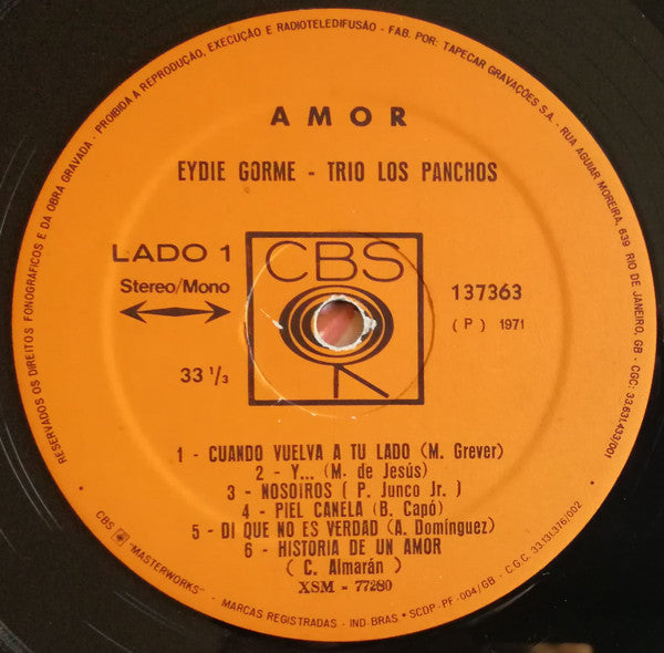 Eydie Gormé E Trio Los Panchos - Amor (LP, Album, RE)
