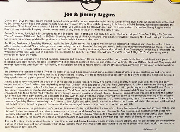 Joe* & Jimmy Liggins - Saturday Night Boogie Woogie Man (LP, Comp)