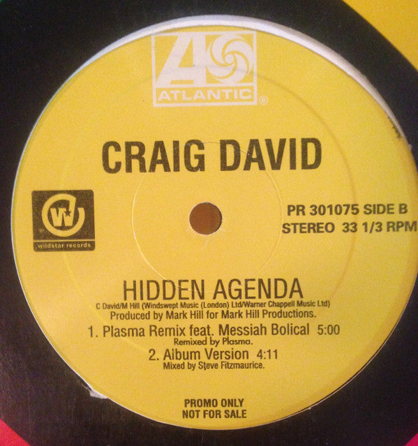 Craig David - Hidden Agenda (Remixes) (12"", Promo)