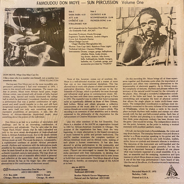 Famoudou Don Moye - Sun Percussion Volume One (LP)