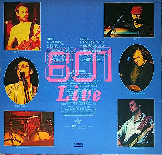 801 - 801 Live (LP, Album, RE)