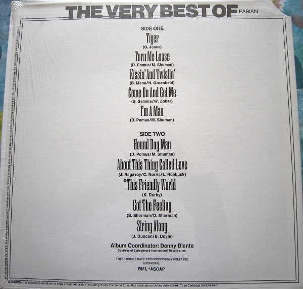 Fabian (6) - The Very Best Of Fabian (LP, Comp)