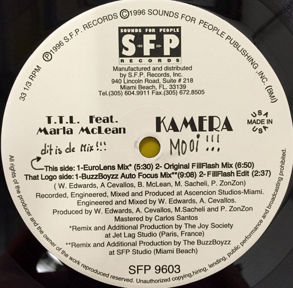 T.T.L. Featuring Marla McLean - Kamera (12"")