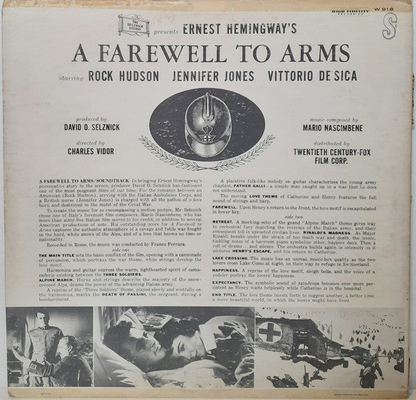 Mario Nascimbene - A Farewell To Arms - Music From The Motion Picture Soundtrack Of The Selznick Studio Production (LP, Album, Mono)