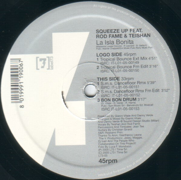 Squeeze Up Feat. Rod Fame & Teishan - La Isla Bonita (12"")