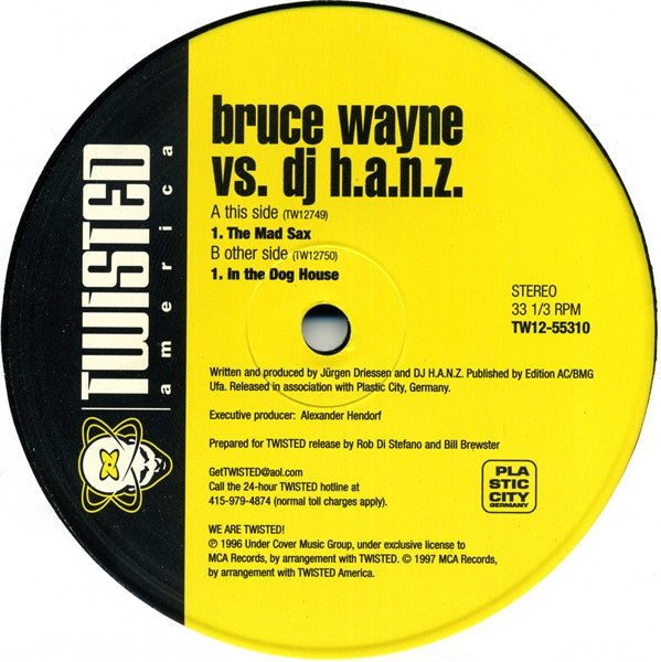 Bruce Wayne vs. DJ H.A.N.Z.* - The Mad Sax (12")