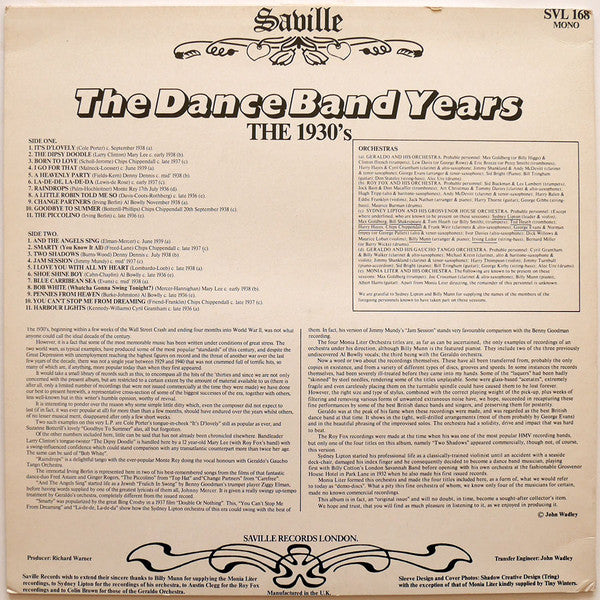 Various - The Dance Band Years - The 1930's (LP, Comp, Mono)