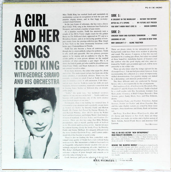 Teddi King - A Girl And Her Songs (LP, Promo, RE)