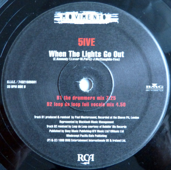5ive* - When The Lights Go Out (12"")