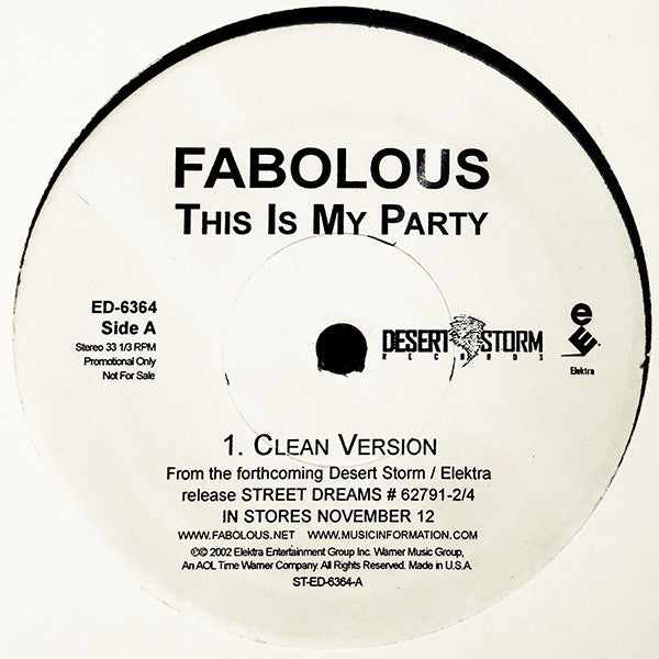 Fabolous - This Is My Party (12"", Promo)