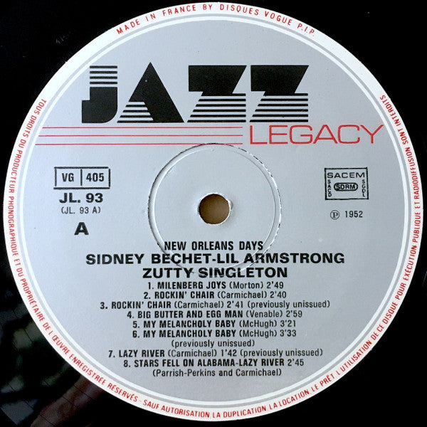 Sidney Bechet, Lil Armstrong*, Zutty Singleton - New Orleans Days (LP)