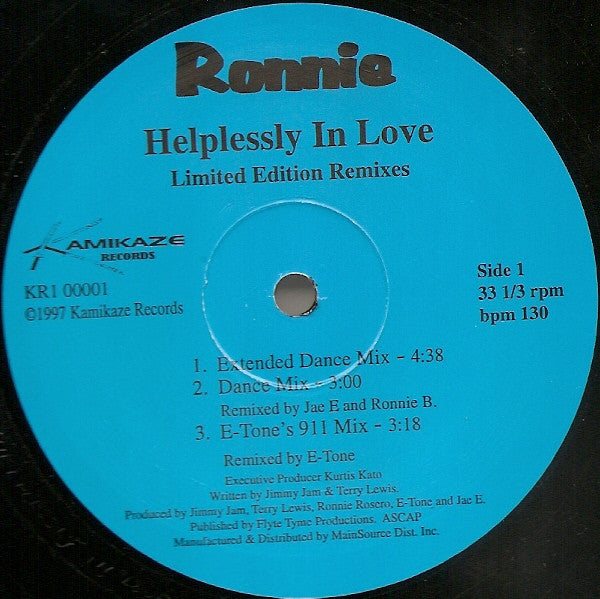 Ronnie* - Helplessly In Love (12", Single)