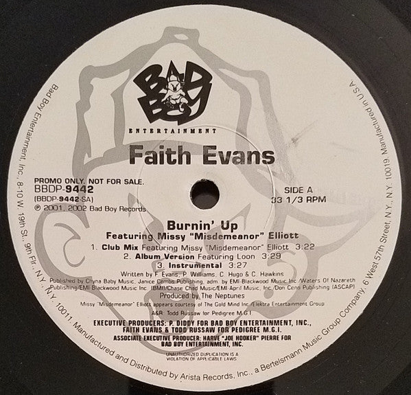 Faith Evans - Burnin' Up / Faithfully (12"", Promo)