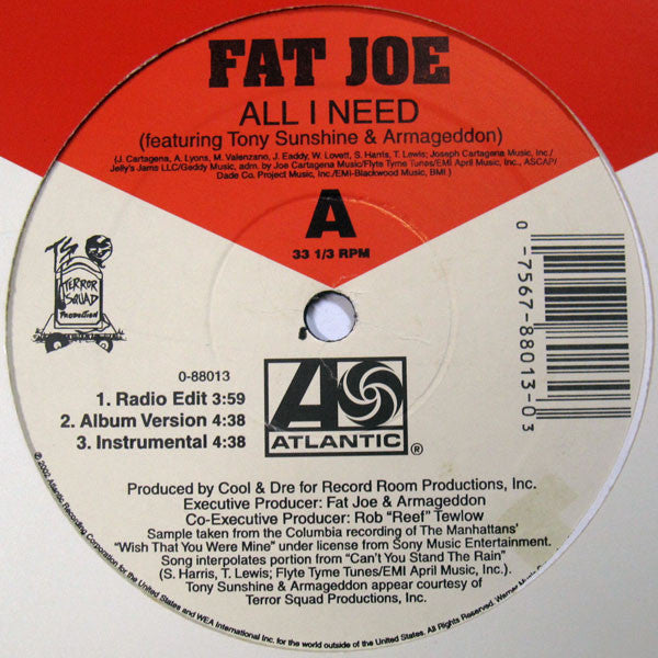 Fat Joe - All I Need / Take A Look At My Life (12"")
