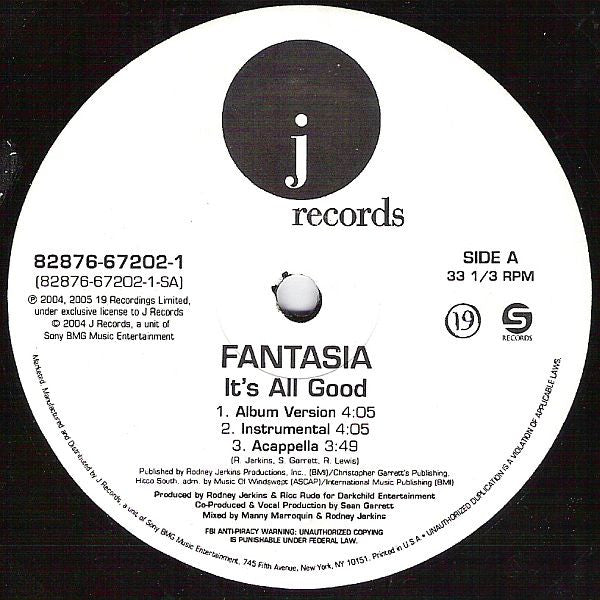 Fantasia (4) - It's All Good (12"")