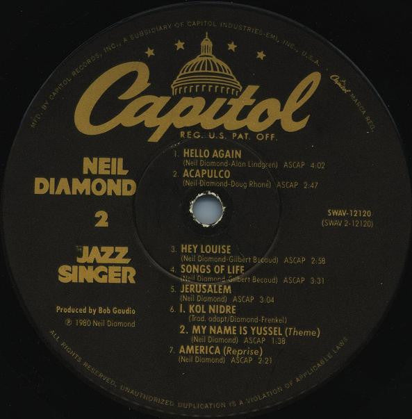 Neil Diamond - The Jazz Singer (Original Songs From The Motion Picture) (LP, Album, Win)