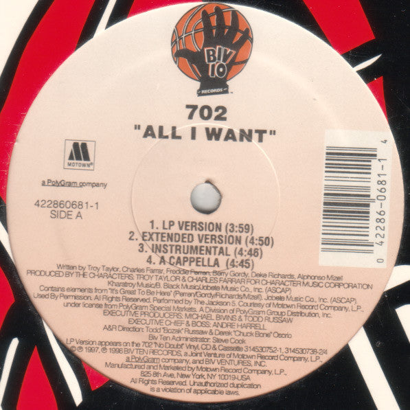 702 - All I Want / Get It Together (W/ Remixes) (12"")