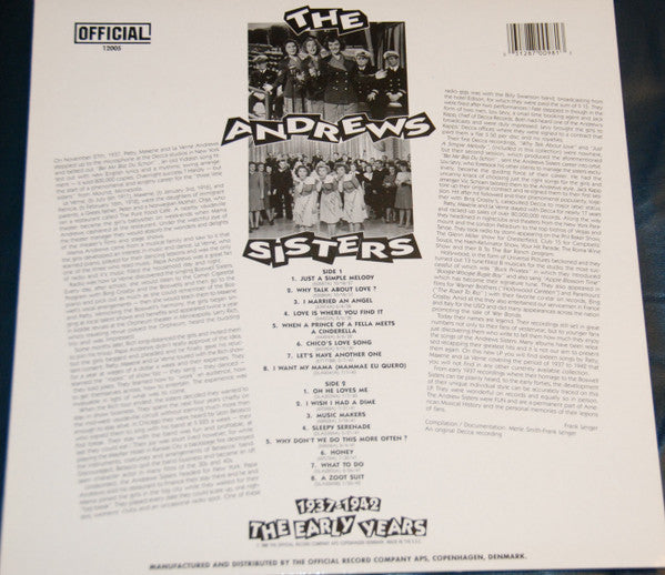The Andrews Sisters - The Early Years 1937-1942 (LP, Comp)