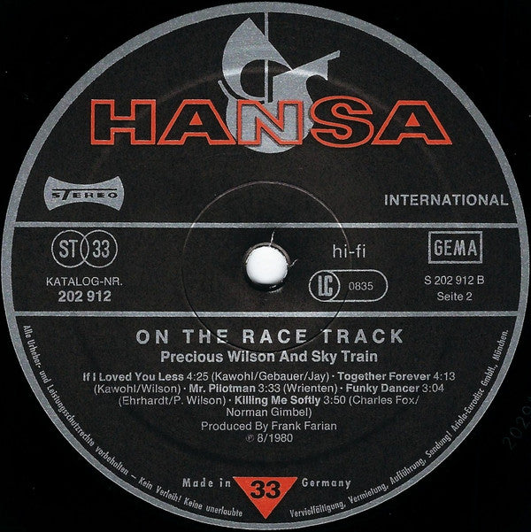 Precious Wilson And Sky Train (2) - On The Race Track (LP, Album)