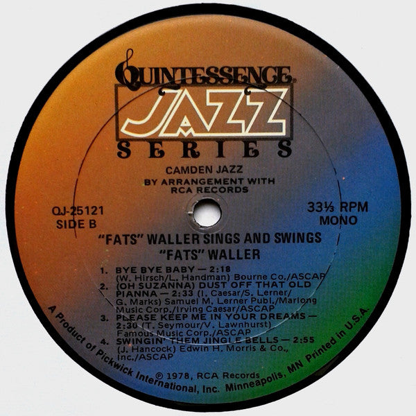 ""Fats"" Waller* - Sings And Swings (LP, Comp)