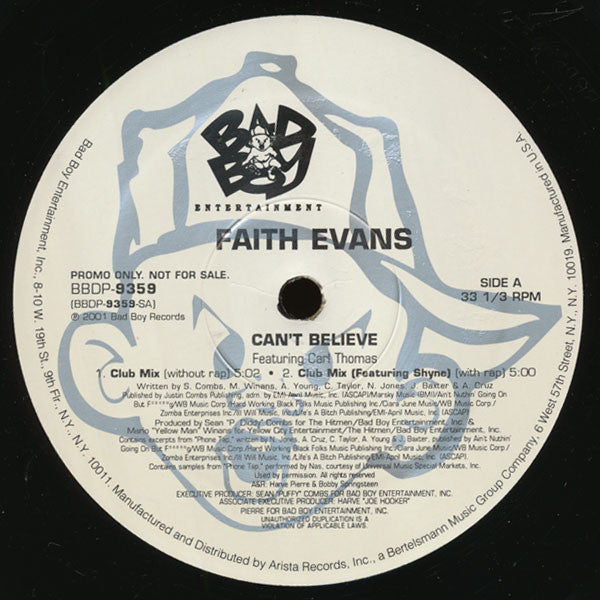Faith Evans Featuring Carl Thomas - Can't Believe (12"", Promo)
