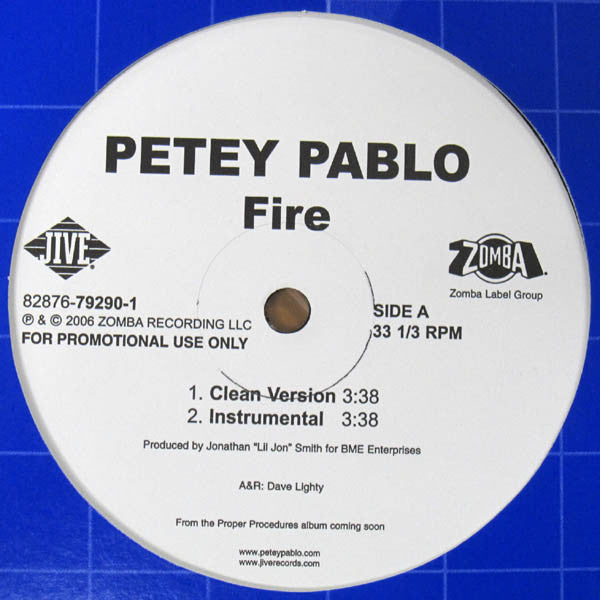 Petey Pablo - Fire (12"", Promo)