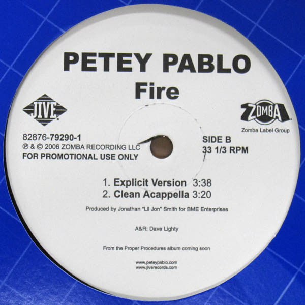 Petey Pablo - Fire (12"", Promo)