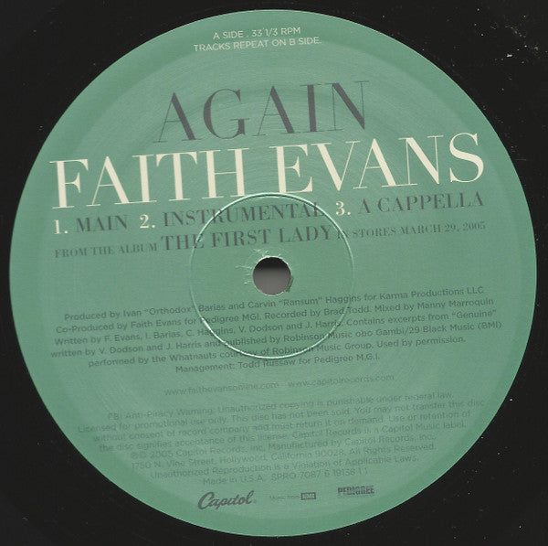 Faith Evans - Again (12"", Promo)