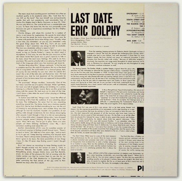 Eric Dolphy - Last Date (LP, Album, RE)