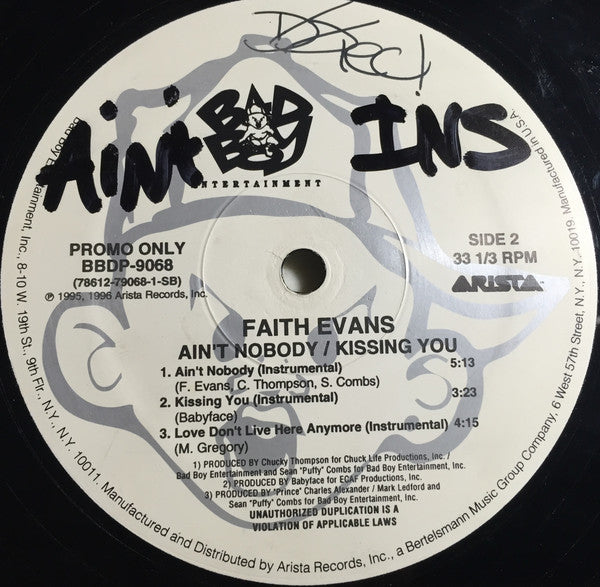 Faith Evans - Ain't Nobody / Kissing You (12"", Promo)