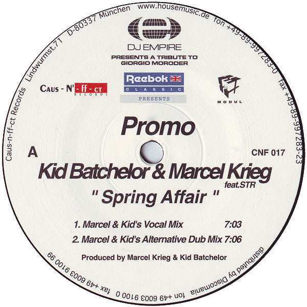 Kid Batchelor & Marcel Krieg - Spring Affair (2x12"", Promo)