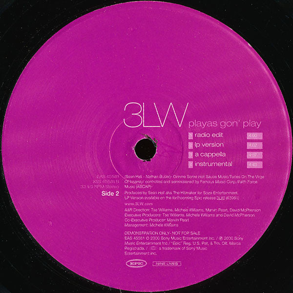 3LW - Playas Gon' Play (12"", Promo)