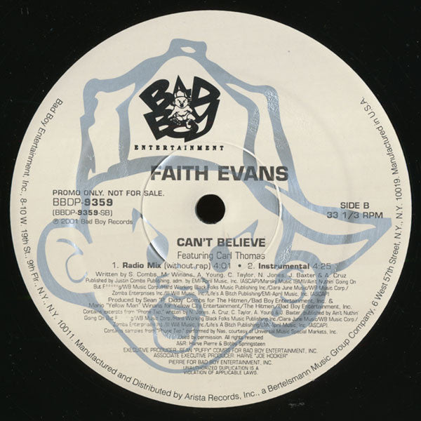 Faith Evans Featuring Carl Thomas - Can't Believe (12"", Promo)