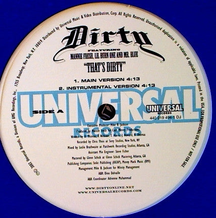 Dirty (4) Featuring Mannie Fresh, Lil Burn One And Mr. Blue - That's Dirty (12", Promo)