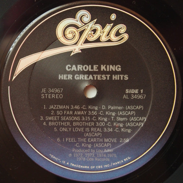 Carole King - Her Greatest Hits (Songs Of Long Ago) (LP, Comp)