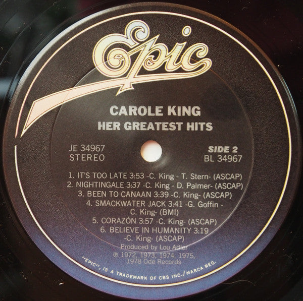 Carole King - Her Greatest Hits (Songs Of Long Ago) (LP, Comp)