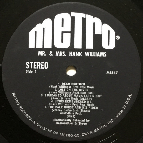 Mr. & Mrs. Hank Williams* - Mr. & Mrs. Hank Williams (LP, Comp)