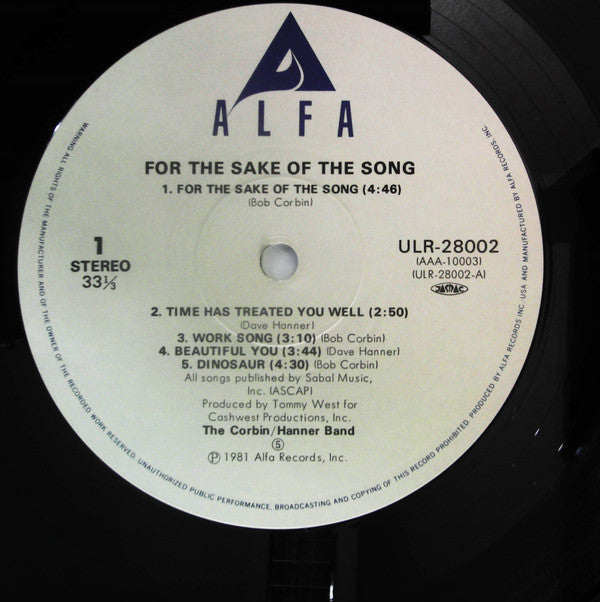 The Corbin Hanner Band - For The Sake Of The Song (LP)