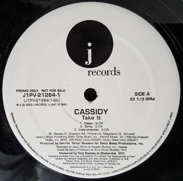 Cassidy (3) - Take It / Hold Dat (12"", Promo)