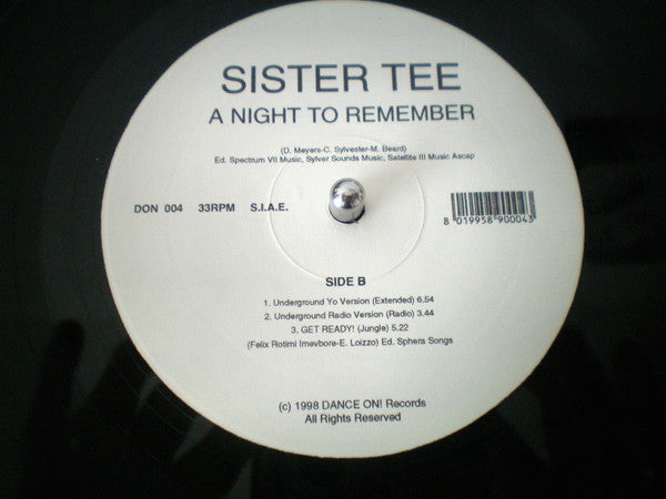DFX (7) & Tin Tin The Koolness Present Sister Tee - A Night To Remember (12"")